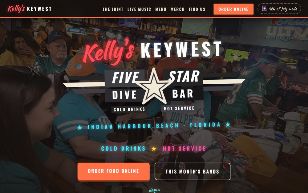 Kelly's Key West Dive Bar — website with online ordering by Schreffler Media